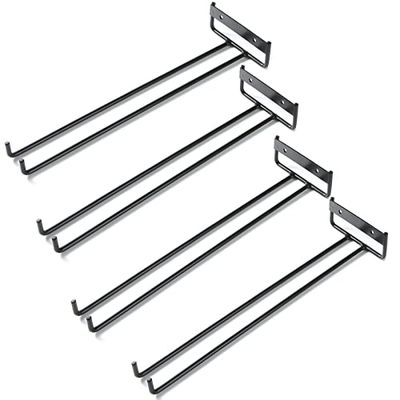 ASelected Lot de 4 supports muraux à suspendre pour verres à vin, 30 cm, noir