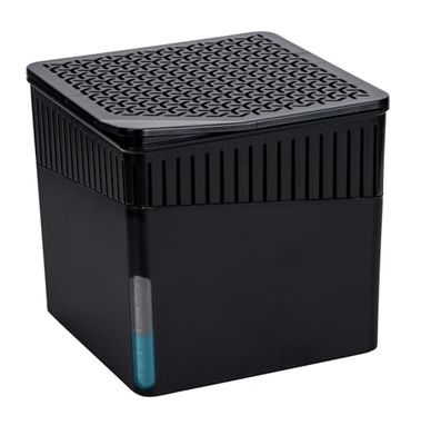 WENKO Avfuktare kub, luftavfuktare med 500 g block (kalciumklorid), påfyllningsbar, 13 x 13 x 13 cm, svart