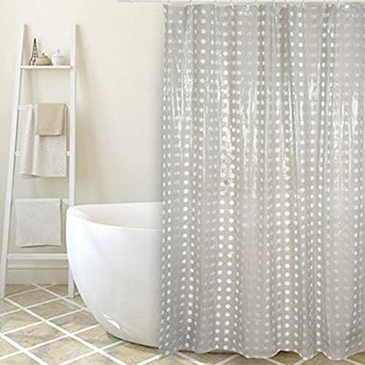 MSV 141044 douchegordijn, PVC en kunststof, polypropyleen, 12 ringen, 180 x 200 x 0,1 cm, taupe