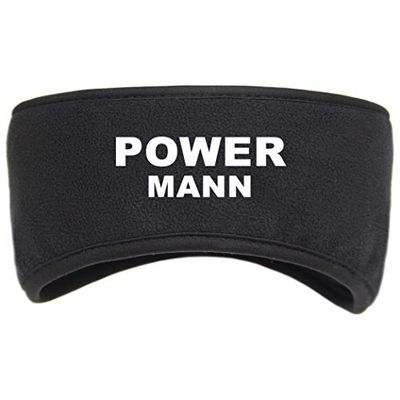 Geschenke mit Namen Powermann headband, cuddly soft, black, made from anti-pilling microfleece inner lining and hemmed edge