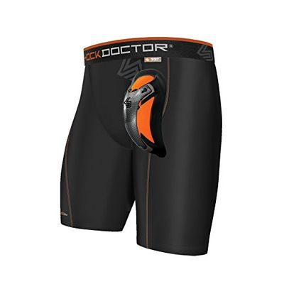 ShockDoctor Herren Tiefschutz Kompressions-Short mit Ultra Carbon Flex Cup, Black, L, 337-BK