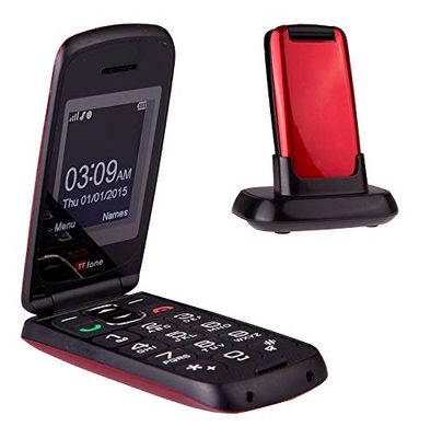 TTfone Star Big Button Simple Easy To Use Flip Mobile Phone Pay As You Go (EE PAYG, Red)