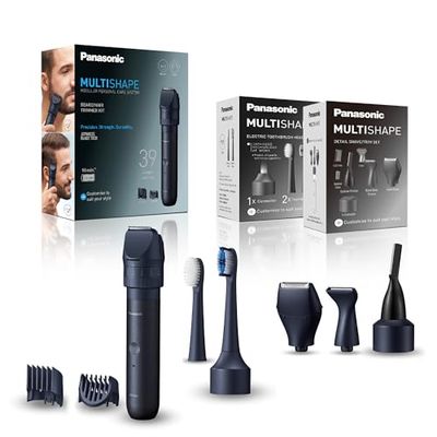 Panasonic MULTISHAPE ER-CBL1, ER-CDT1 & ER-CTW1, unità principale compatibile con accessori MULTISHAPE. Set per rasatura e taglio capelli, regolabarba, batteria agli ioni di litio, nero