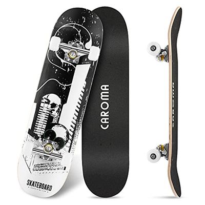 Caroma Yd-618 Skateboard voor beginners, 79 cm compleet skateboard, 9 lagen, esdoornhout, Double Kick Concave Standard, 4 wielen longboard voor meisjes, jongens, volwassenen, jongeren, TYPE-10