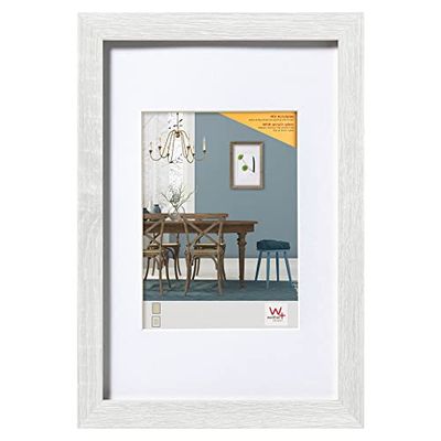 walther design Marco de fotos blanco 40 x 60 cm Marco de madera con cristal artístico y paspartú Fiorito EFX460W
