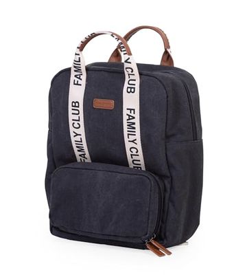 CHILDHOME, Family Bag Club skötväska, stor kapacitet, multifunktionell, skötmatta ingår, 11 fack, isolerade fickor, volleybollväska, sittvagnshållare, 20,5 L, svart