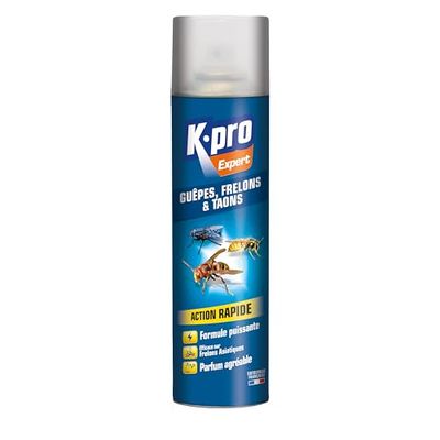 K.PRO Expert - Spray Aérosol Guêpes, Frelons et Taons-Efficace sur Frelons Asiatiques- Elimine et Eloigne les Insectes- Action Rapide - Formule Puissante- Ne Tache Pas- Technique Professionnelle-400ml