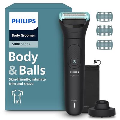 Philips Body Groomer 5000 Series - Trimmer for Men with Triple Protect Shave System, Intimate Trim & Shave, 100% Showerproof, 100 Min. Runtime, Model BG5485/30