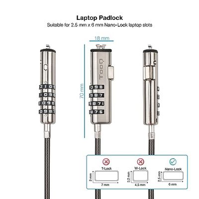 Cable de seguridad portátil 2.5x6mm con combinación, ideal para asegurar objetos y proteger pertenencias en exteriores.