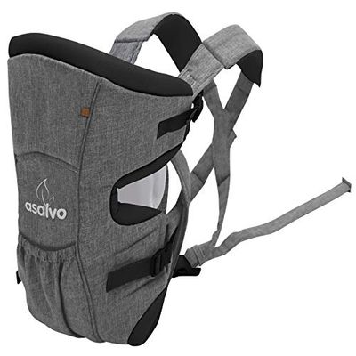 Asalvo HUG Mochila porta-bebés ergonómica, para recém-nascidos, confortável, tecido macio e lavável, fácil de usar, Melange cinzento