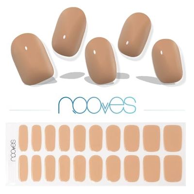 NOOVES Lot de 20 feuilles de gel pour ongles | Cru au soleil - Marron - 20 pièces - Ongles en gel semi-durcis Premium, gel Nail Stickers, 1 lime à ongles et 1 bâtonnet d'orange, végétalien
