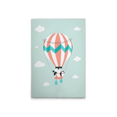 A.S. Création DD132528 Impression sur toile pour chambre d'enfant Motif panda en montgolfière Vert/blanc 60 x 90 cm