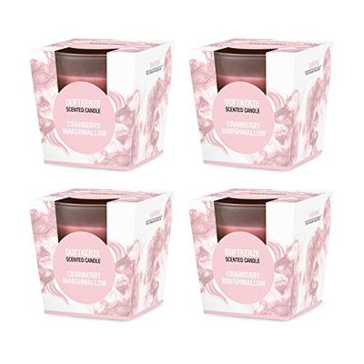 pajoma® Geurkaars in gesatineerd glas | Brandduur: 25 uur, in luxe geschenkverpakking | Premium kwaliteit (Cranberry Marshmallow, 4)