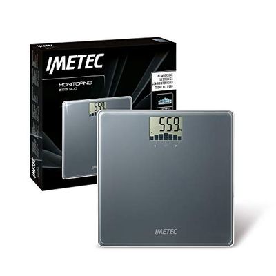 Imetec Monitoring ES9 300 Electronic Personal Scales, Trend Chart Weight, 4 Users, up to 180 kg, LCD Display, Tempered Glass, Dark Grey