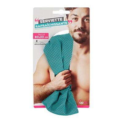UPFIT - sporthandduk - flätat tyg - gör det möjligt att absorbera svett - mått: 80 x 30 cm - Färg: Blå - idealisk storlek för transport i sportväskan - fräsch känsla