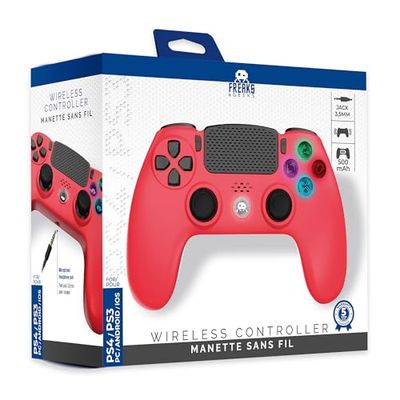 Freaks and Geeks - Rode draadloze controller voor PS4 met rode jackstekker