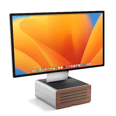 Twelve South HiRise Pro - Supporto regolabile per monitor con contenitore, supporto regolabile per monitor esterni, iMac, PC, Dell, LG, organizer da scrivania, argento