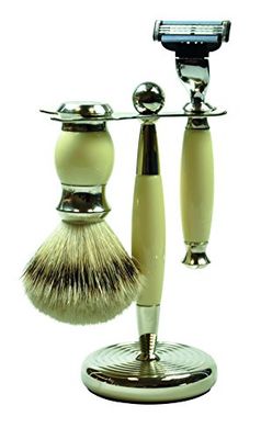 Golddachs – Set nel Look Vintage, 3 Pezzi, Colore: Bianco, Mach3 Rasoio