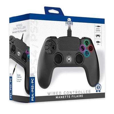 Freaks and Geeks - Mando con hilo para PS4 con Cable 3Metros - Negro