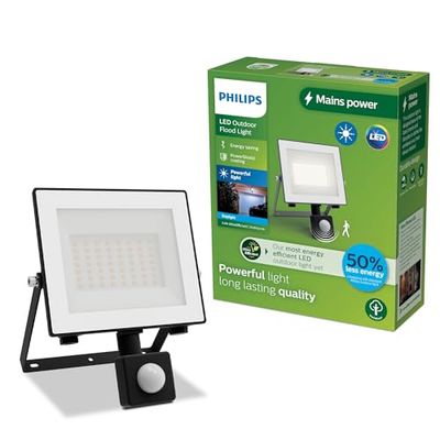 Philips Lois Projecteur Extérieur UltraEfficient avec Capteur, 14 W, 5000 K, Anthracite