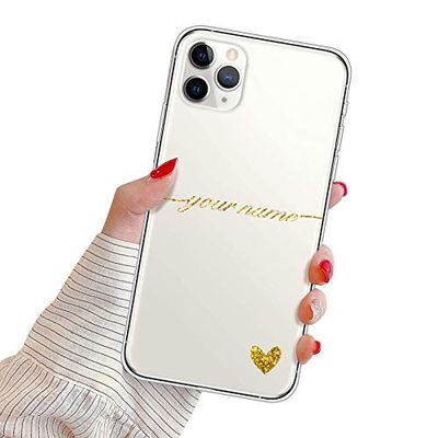 Suhctup Funda Personaliza Compatible con Samsung Galaxy A8 Plus 2018 Carcasa de Silicona con Amor y Texto Personablizable TPU Ultrafina Suave Transparente Antigolpes Proteccion Caso（Amarillo）