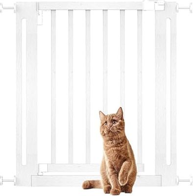 Bettacare Wooden Elegance Dog Gate, White, 71cm - 79cm, Pressure Fit Safety Gate, Safety Gate for Puppy, Dog and Pet, Stylish Design and Easy Installation