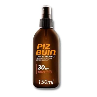 Piz Buin - Protección Solar, Aceite en Spray Tan & Protect Acelerador del Bronceado SPF 30 - Protección alta Spray 150 ml