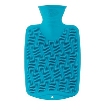 Fashy Single Ribbed with 3D Surface in Trendy Colour Aqua Hot Water Bottle, 0.8 Litre
