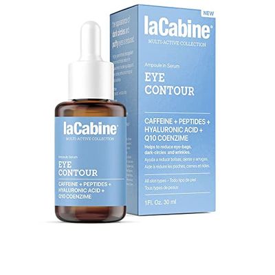 laCabine Eye Contour Serum | Siero decongestionante concentrato per ridurre borse, occhiaie e rughe | Con Caffeina, Acido Ialuronico, Peptidi e Coenzima Q10