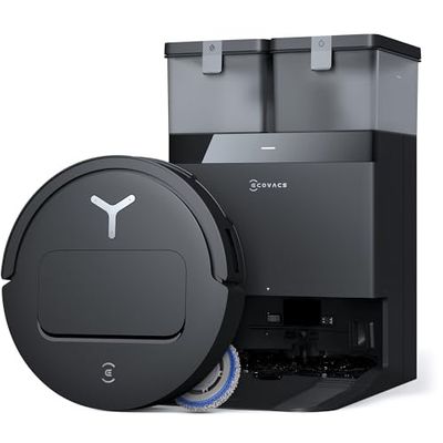 ECOVACS DEEBOT T50 OMNI Robot Aspirapolvere Lavapavimenti, 15000 Pa, Spazzola Laterale Estensibile e Lavapavimenti, ZeroTangle 2.0, lavaggio con acqua calda a 75 ℃, Ultrasottile 81 mm, Nero