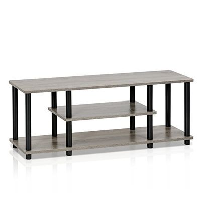 Furinno Turn-N-Tube Móveis TV sem ferramentas, Engineered Wood, francês carvalho cinzento/preto, 47