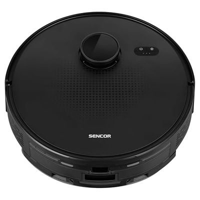 Sencor SRV 9020BK Robot Aspirapolvere e Lavapavimenti, Navigazione LiDAR, 3000 Pa, Batteria 2600 mAh, 40W, Nero