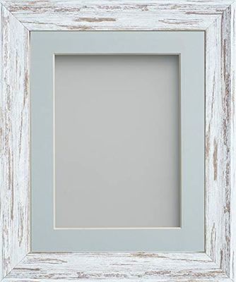 Frame Company Lynton Driftwood Photo Frame with Light Blue Mount, 18x14 for 16x12 inch, fitted with perspex