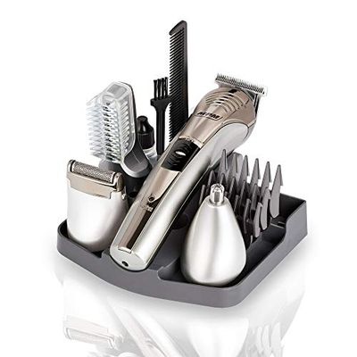 MPM MMW-04 Set tondeuse sans fil pour homme, tête, barbe, corps, nez et oreilles, avec accessoires, 45 minutes d'autonomie