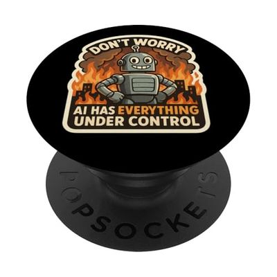 Non preoccuparti, l'intelligenza artificiale ha tutto sotto controllo Robot Fire Funny PopSockets PopGrip Adesivo