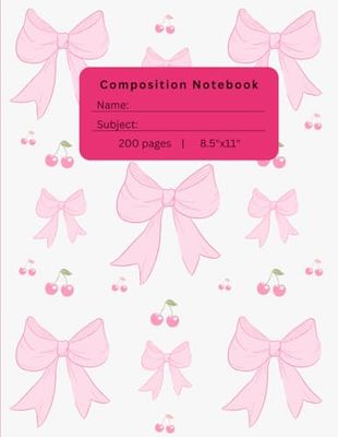 Pink Bow Preppy Notebook for girls and women | 200 Pages | 8.5 X 11in |College ruled Composition Notebook | Perfect for Writing, Journaling & Creative ... for Dreams, Plans & Daily Inspirations ✨