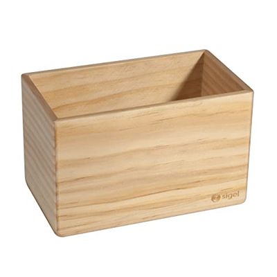 SIGEL BA401 Caja porta-objetos, beige, 13 x 8 cm, madera maciza pino, imanes integrados, para pizarras magnéticas blancas y de cristal