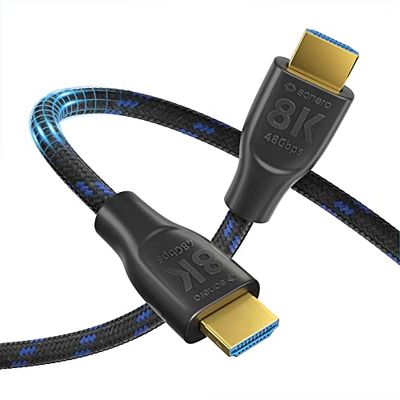 Sonero PHC111-005 8K Ultra High Speed HDMI-kabel met ethernet, nylon vlechtwerk, vergulde aansluitingen (8K UltraHD, 4K 3D met 50Hz/60Hz, 48Gbps Full Bandwith, Dynamic HDR), 0,5 m