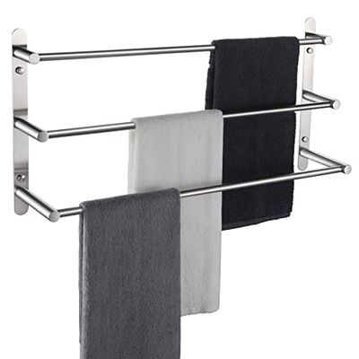 KOKOSIRI Toallero de baño toalleros de Acero Inoxidable para 3 Niveles para Montaje en Pared níquel Cepillado, B5002BR