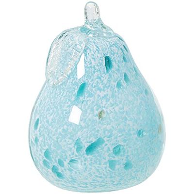 FIGURA PERA CRISTAL CELESTE MOTEADO °11X17CM