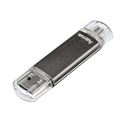 Hama Laeta Twin Clé USB 2.0 - Flash Drive 32 Go, Vitesse jusqu'à 10 Mo/s, Clef avec connecteurs USB A & Micro USB, pour PC/Mac/Tablette et Smartphone - Grise