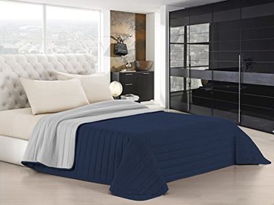 Edredão de verão elegante azul escuro/cinzento claro, duplo