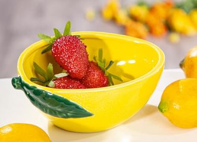 Pack of 6 Bowl, Lemon, Ceramics, yellow, PU 6, L. 13 cm, W. 18 cm, H. 7 cm