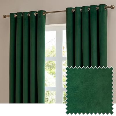 furn. The Ultimate Velvet oscuranti occhielli coppia di tende – Tende in velluto opaco termico morbide ed eleganti che bloccano la luce (Smeraldo - 117x137cm)