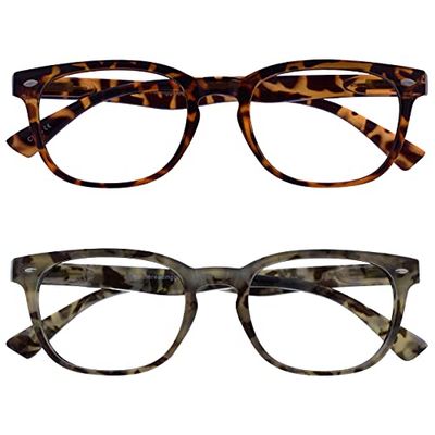 OPULIZE The Reading Glasses Company Marrone E Grigio Lettori Valore 2 Pacco Stile Gregory Peck Uomo Donna Rr14-2T7 +3,00-58 Gr