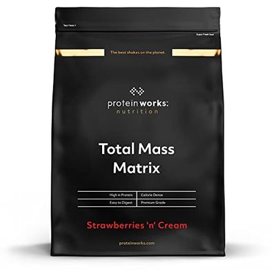 THE PROTEIN WORKS Protein Works - Total Mass Matrix | Portion de 475 calories | Masse musculaire | Prise de poids | 16 Servings | Fraises à la Crème | 2kg