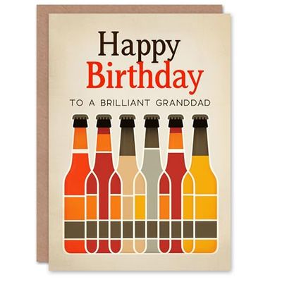 Artery8 Happy Birthday Card to a Brilliant Granddad Craft Beer Lover Row of Bottles