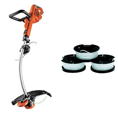 BLACK+DECKER Tagliabordi Elettrico Ampiezza taglio 35 cm, Doppia Impugnatura Regolabile 900 W, GL9035-QS & A6485-XJ Kit 3 Rocchetti Filo Nylon Reflex, Accessori per tagliabordi, 3 x 10 m di filo