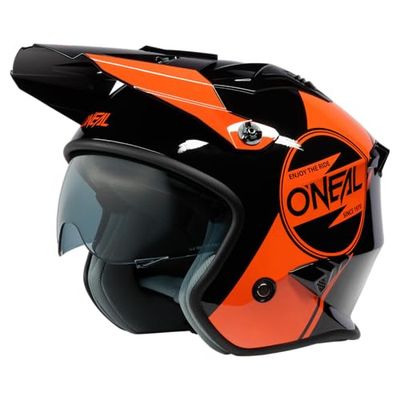 O'NEAL | Casco da moto Enduro Adventure Street | Norme di sicurezza ECE 22.05, calotta in ABS, visiera parasole integrata | Volt Helmet CORP V.24 | Adulto | Nero Arancione | Taglia XS