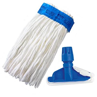 KIT 2 pz ricambio mop pavimenti professionale in tnt a fascia gr 250 + 1 pinza per mop